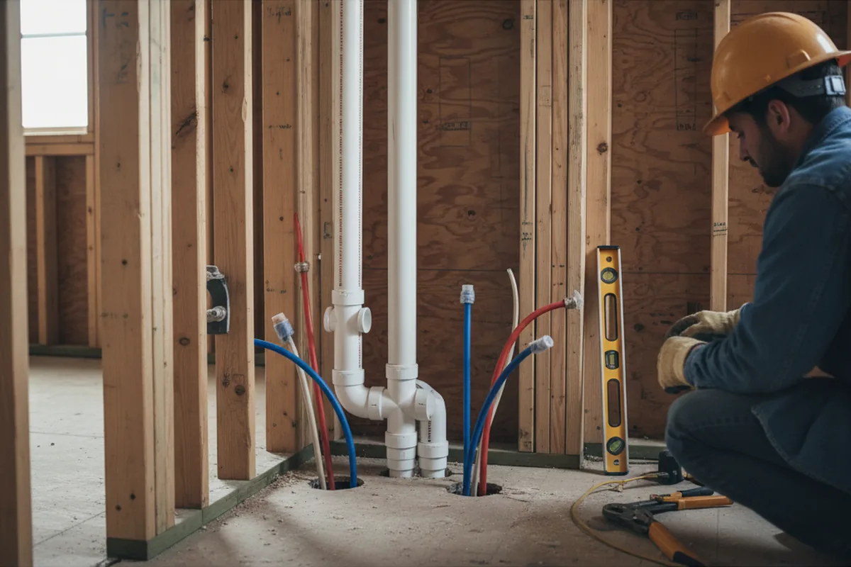 Drain and supply rough-in during Drain Cleaning in Oakhurst